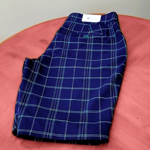 ⛳️👩GOLF SHORTS GREG NORMAN WOMEN'S NAVY/YELLOW w-GREEN PIN STRIPE, PLAID NWT - Picture 4 of 10